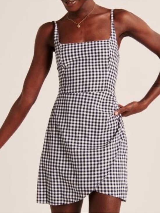 Abercrombie & Fitch Dresses & Skirts - Abercrombie & Fitch Gingham Spaghetti-Strap Mini Dress Navy Women’s XL